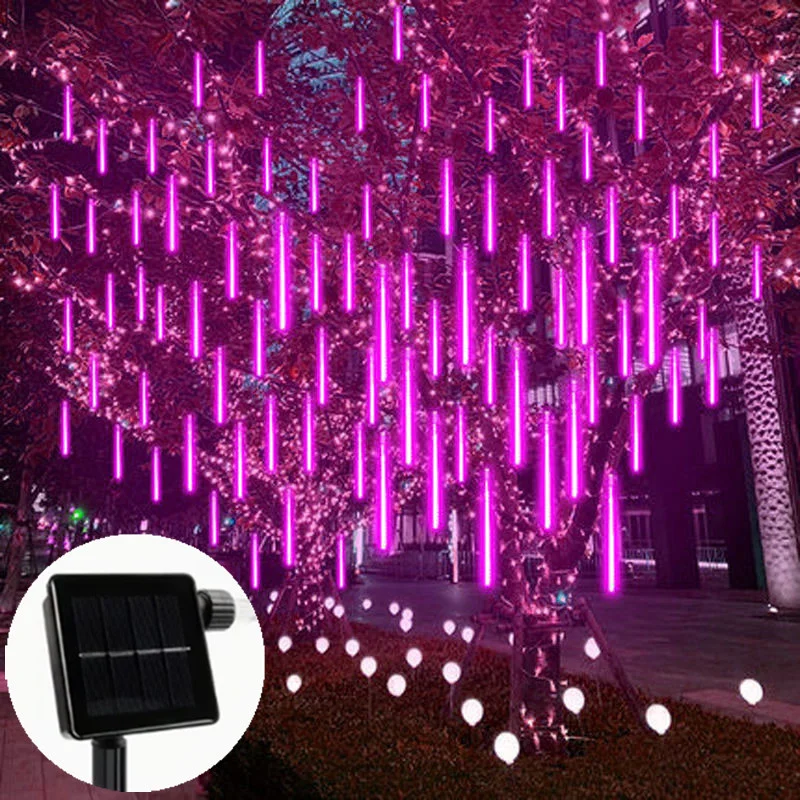 Beautiful 8Tubes Solar Meteor Rain String Lights LED Light Wedding Christmas Street Tree Decoration Garden Outdoor Holiday Light