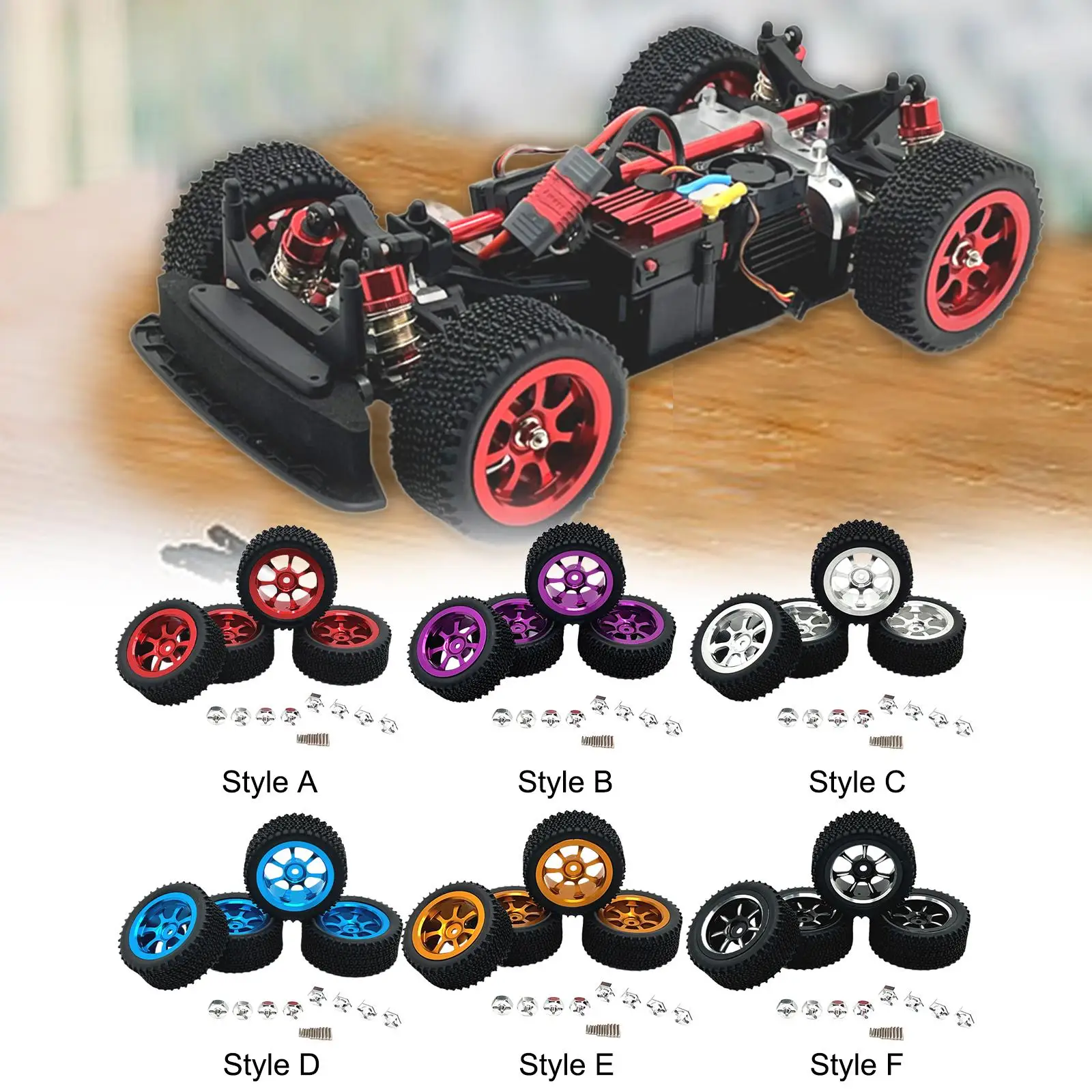 4 Stück RC-Räder und Reifen RC-Reifen mit Felge für Wltoys 1/14 RC Car DIY