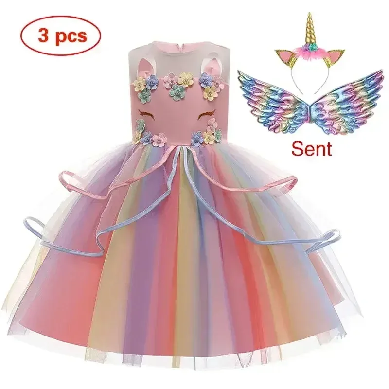 

COSda@Robe Tutu unicorn for little girls, pastel rainbow princess outfit, birthday party dress for children, costume