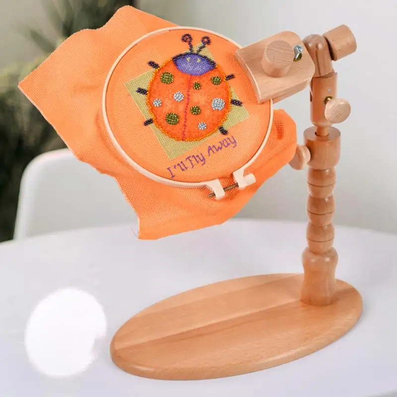 Embroidery Hoop Holder Wooden Embroidery Frame Stand Needlepoint Supplies Embroidery Hoop Rack Rotated Needlework Stand Desk