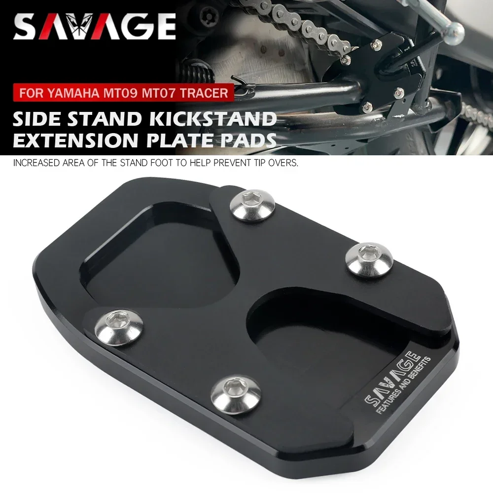 Motocicleta Kickstand Ampliar Foot Support Pad, Side Stand Extensão Plate, YAMAHA MT09, MT07, Tracer 7, 7GT, 9, 9GT +, XSR 700, 900