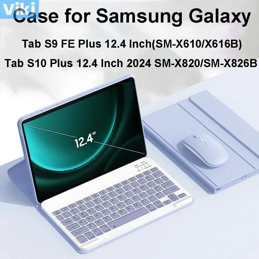 Cases Case for Samsung Galaxy Tab S9 FE+ 12.4 Inch SM-X610 X616B,Keyboard Case For Samsung Tab S10 Plus 12.4 inch 2024 SM-X820 X