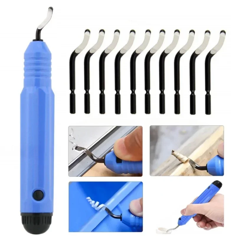 

Deburring Tool Burr Trimming Knife Kit Hand Tools NB Anti-Slip Handle with 10pcs Sharp Deburring Blades for Copper Wood Plastic