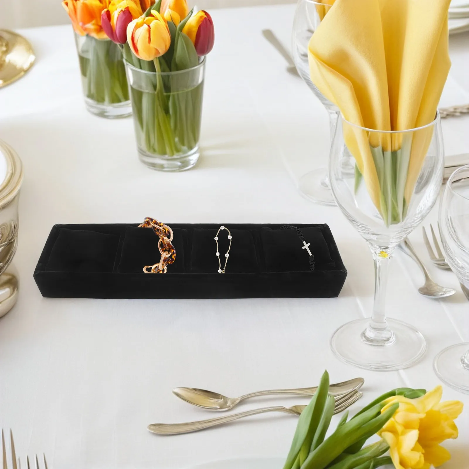 Watch Holder Tray Black Single Layer Soft Pillow Jewelry Display Organizer Bracelet Bangle Storage Stand for Men Women