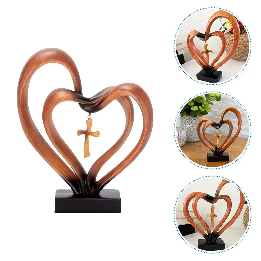 Romantic Resin Heart Ornament Symbolic Love Decoration for Wedding Reception Valentine's Day Bedroom Study Office Tabletop