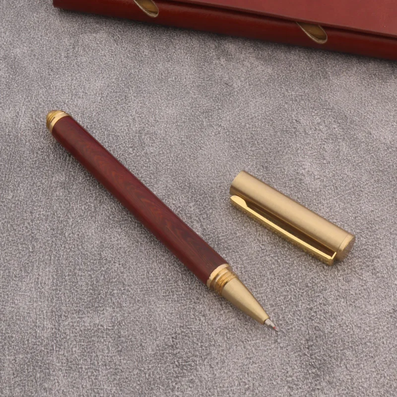 High Quality 86 red wood Rollerball Pen brass spin Calligraphy Signature Ink Pens For Writing