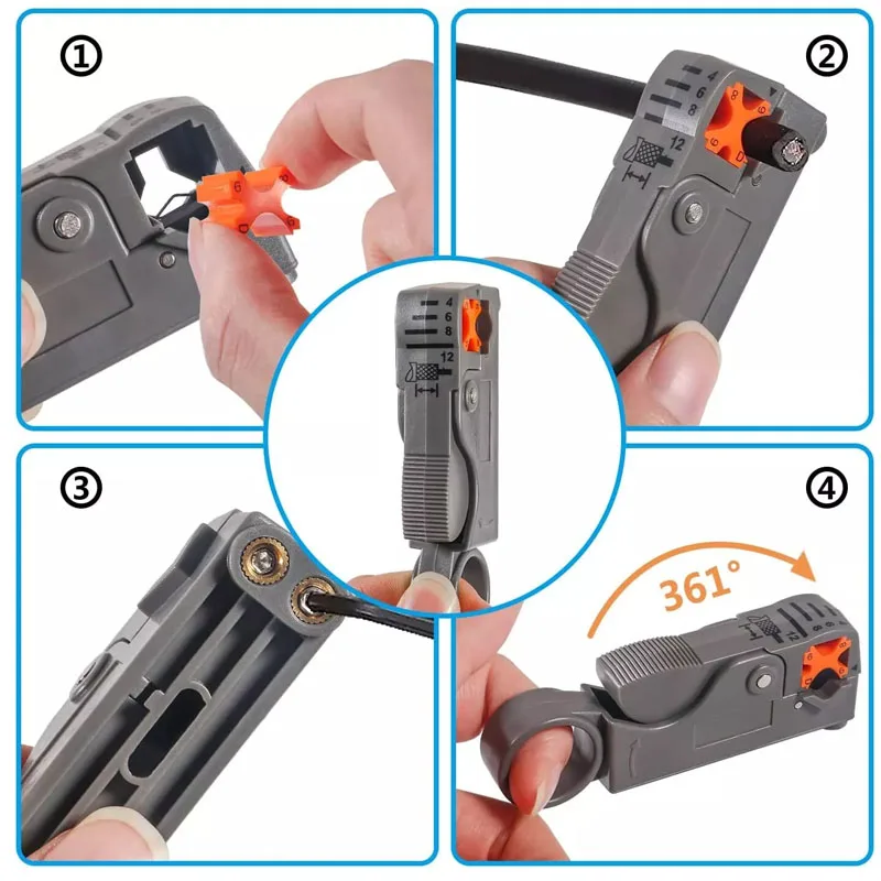 Imagem -02 - Coax Cabo Crimper Kit Ferramenta de Compressão Coaxial Wire Stripper com f Rg6 Rg59 Conectores Alicate de Crimpagem Ferramentas Manuais