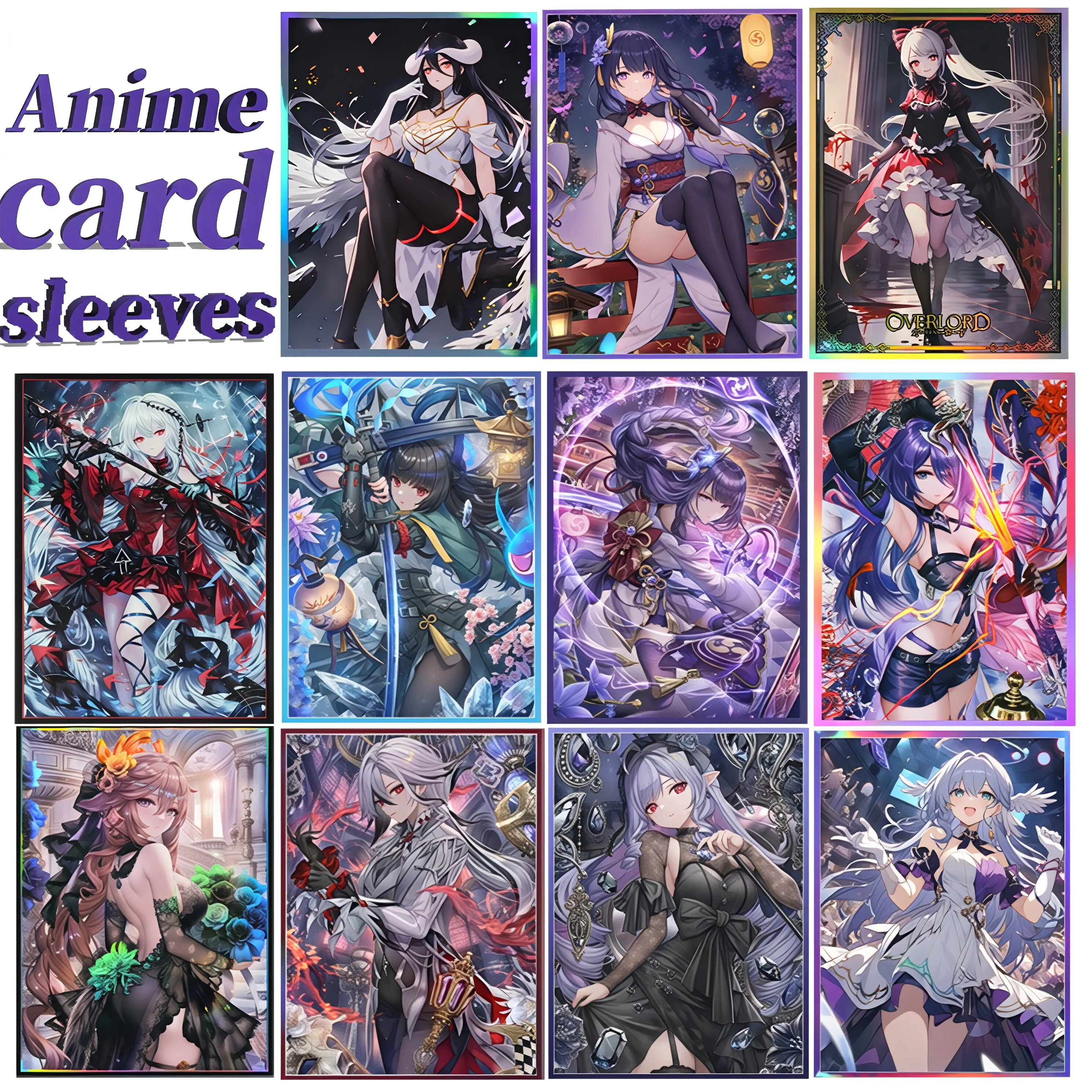 60pcs 67x92mm Holographic Anime Card Sleeves All kinds of Anime Styles Top-quality for MTG/PKM/TGC Game Cards Trading Protective