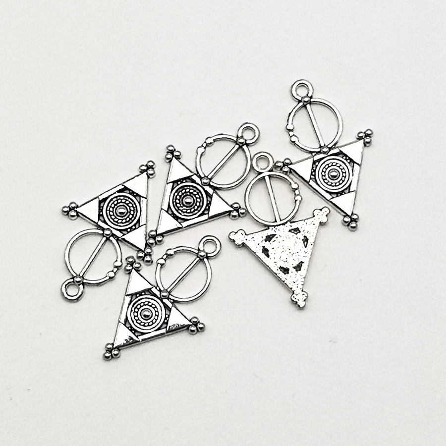 (20Pieces)Graceangie Bohemia Alloy Necklace Pendant 33*21mm Triangle Circle Jewelry Making diy Women Gift Metal Charms 39421