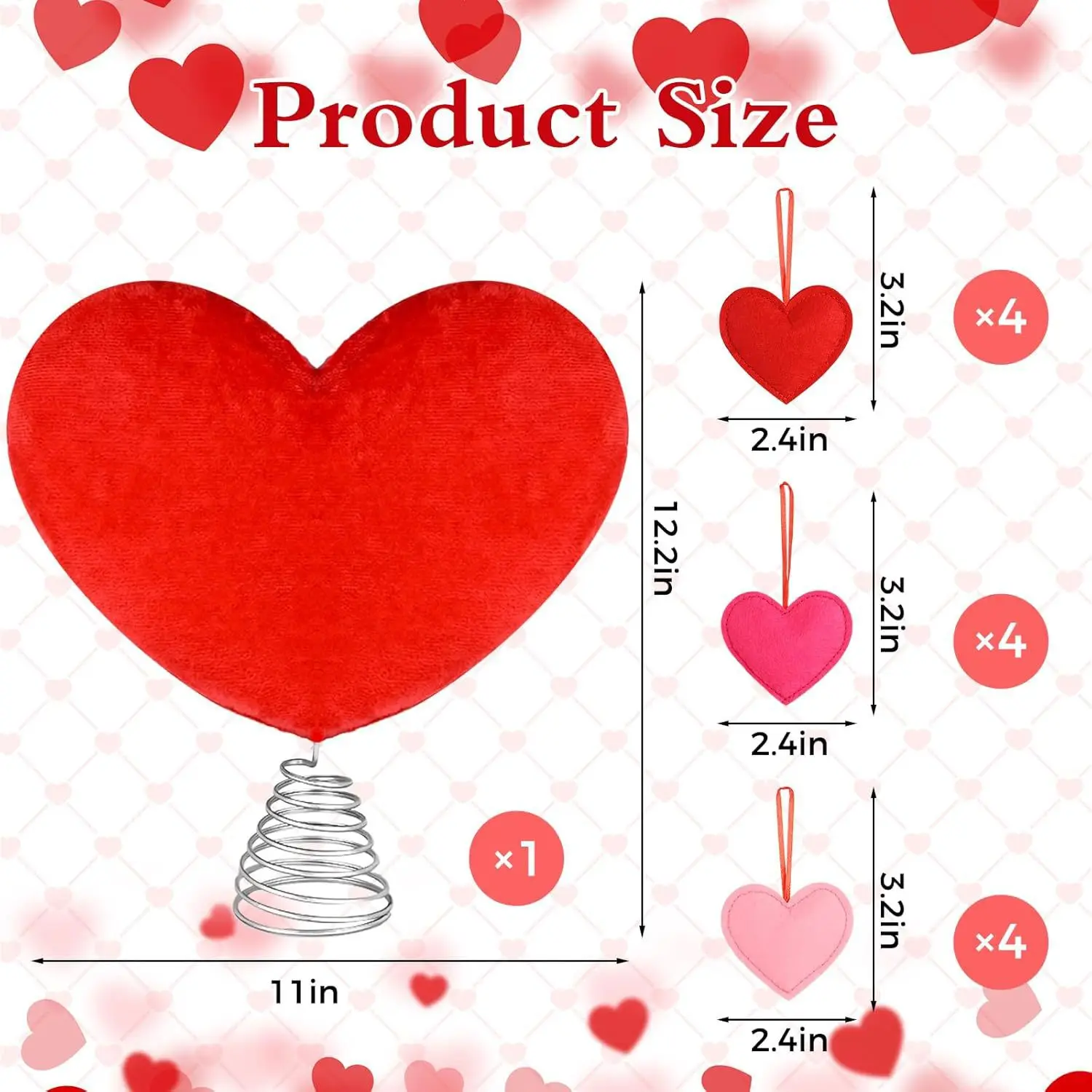 17pcs Valentine Tree Topper Love Red Heart X-mas Tree Ornament Hanging Pendant Decor Personalized Treetop Home Atmosphere Props