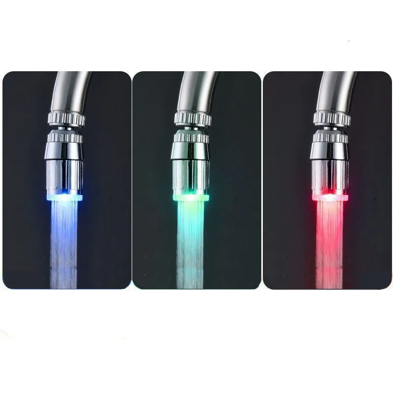 LED Temperature Control, Temperature Sensing, Three Color Changing Faucet With Adapter For Household Kitchen And Bathroom