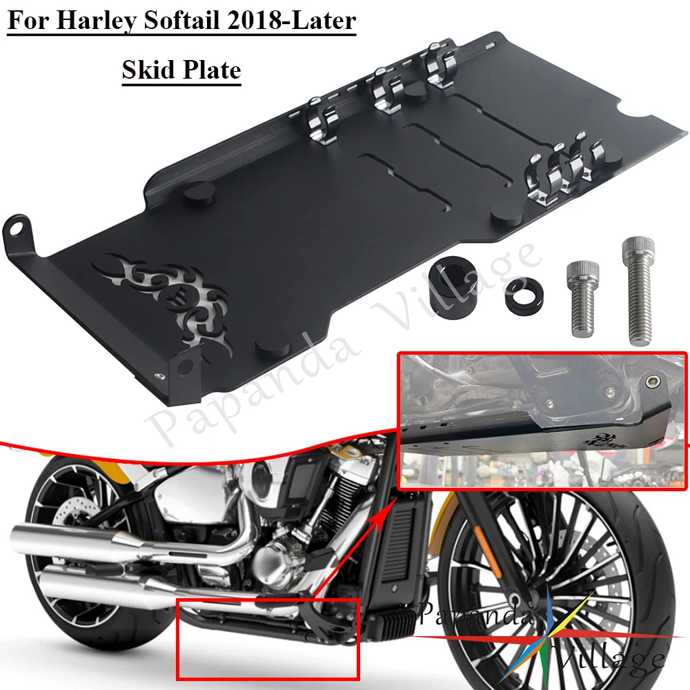 For Harley 2018-Up FXBR FLDE FLFB FXFB FLHC FXLR FLSL FLSB FXST FXBB Softail Lower Engine Guard Base Guard Skid Plate Protection