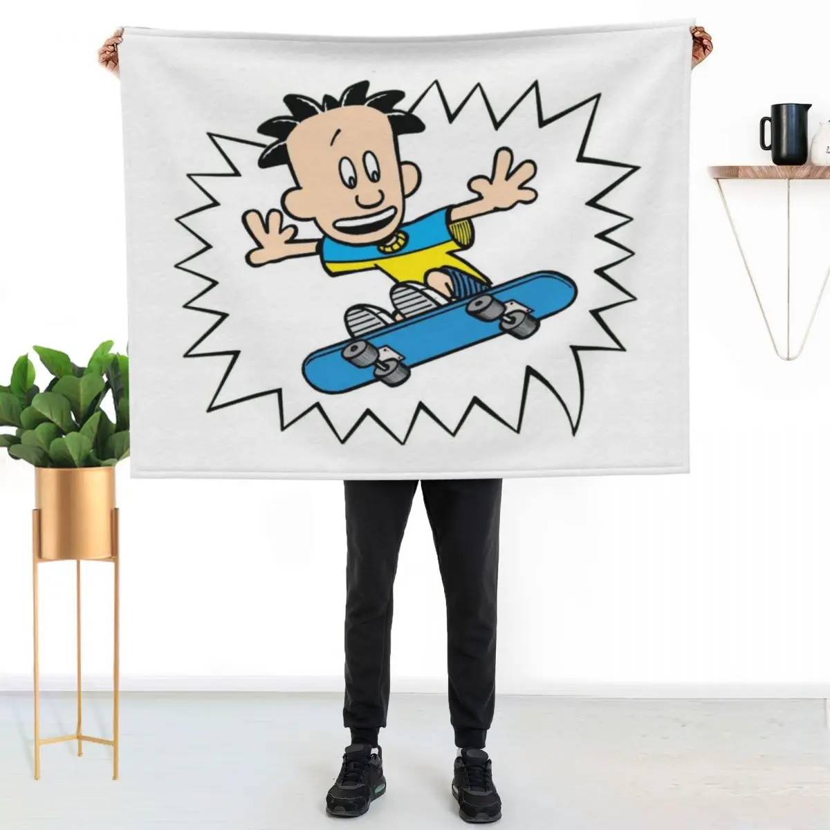 

Big nate the skate board Throw Blanket Outdoor Soft Blanket for Picnic Beach Camping