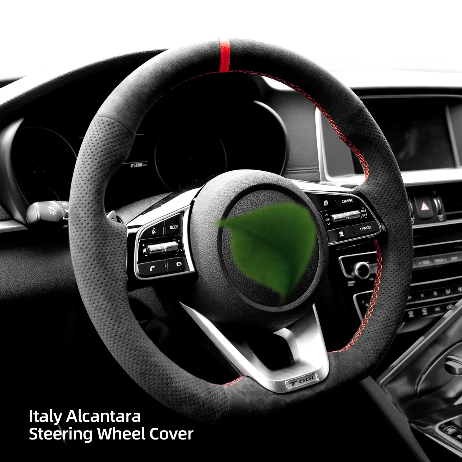Hand-Stitch Non-slip Alcantara Leather Car Steering Wheel Cover Wrap for Kia K5 Optima Ceed Forte Cerato 2019-2022 Interior