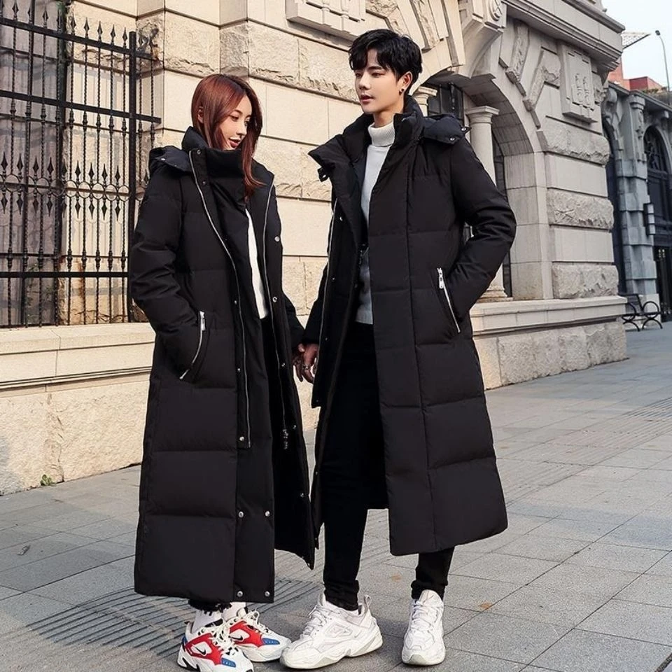 -30 ℃   Mężczyźni Oversized Long Cotton Parka Puffer Outwear Coats Streetweare Męska kurtka puchowa Solid Color Zimowa gruba ciepła kurtka