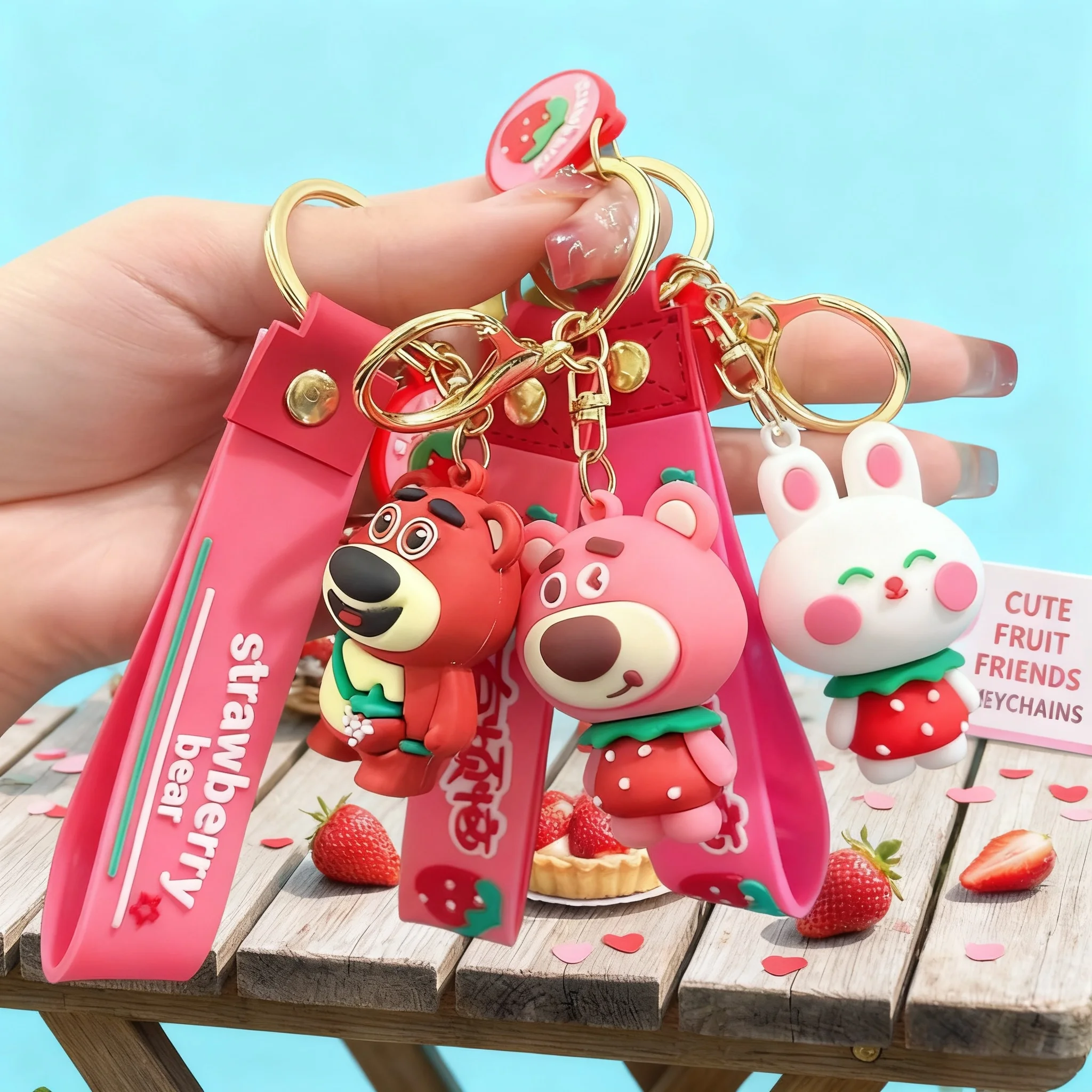 

Cartoon Creative Lotso Car Keychain Pendant Cute Couple Bag Charm Gift Wholesale Funny Accessories for Women Men Kids
