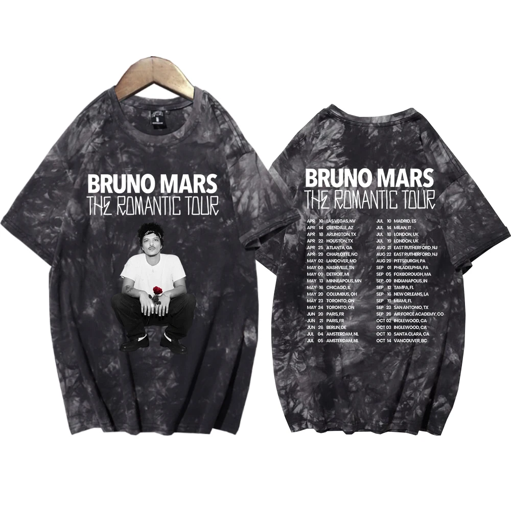 Bruno Mars The Romantic Tour 2026 T-shirt Man Woman Harajuku Tie Tye O-neck Casual Shirt Tops