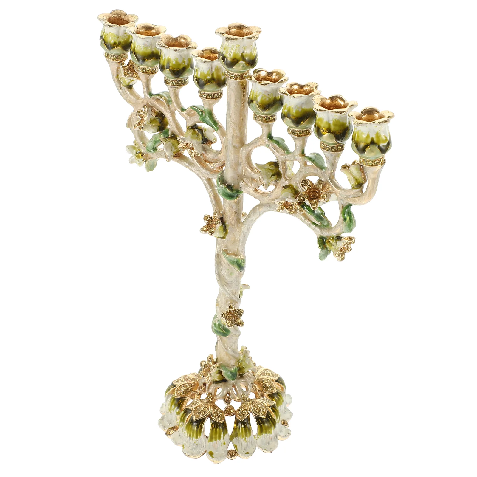 

-branch Stand Desktop Ornament Holders Supplies Jewish Candlestick for Room Alloy Table