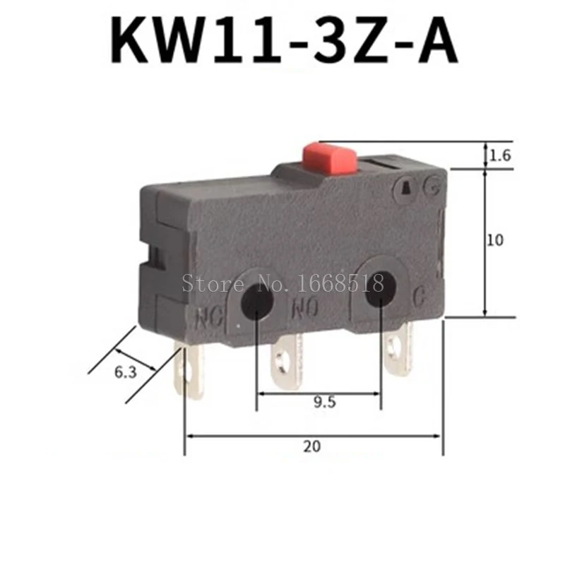 10 szt. Mikro przełącznik 2/3Pin NO/NC Mini wyłącznik krańcowy 5A 250VAC KW11-3Z mikroprzełączniki typu Snap Action