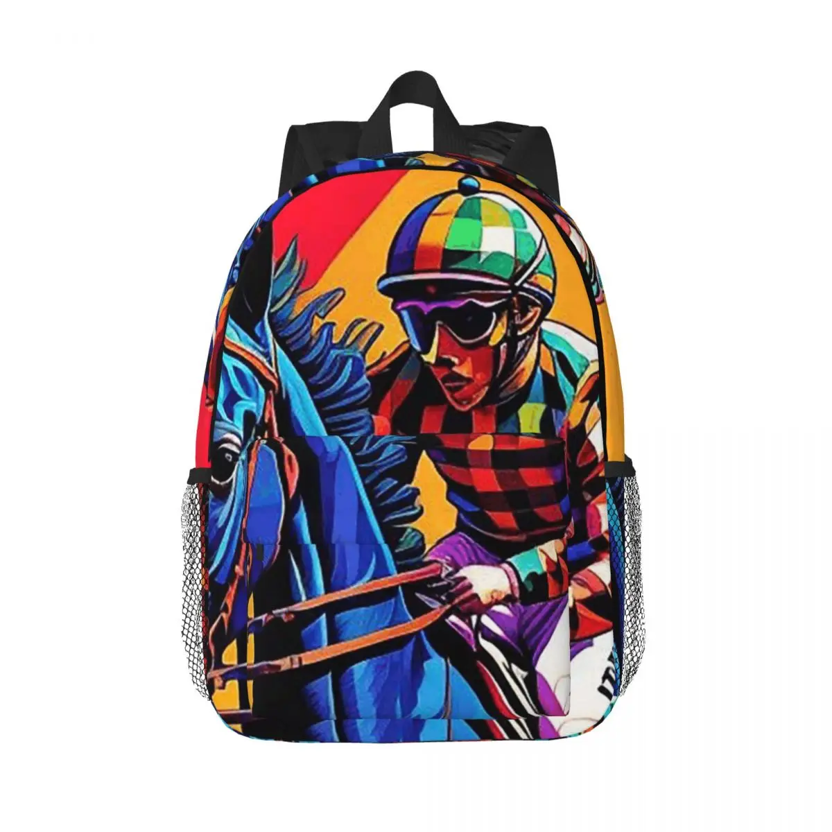 Vibrant Equestrian Horse Racing Backpack Daypack Large Capacity Boys Girls BookBag Shoulder Bags for Men Women Kids School Bag