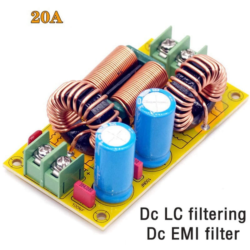 20A DC LC Filter EMI Electromagnetic Interference Filter Emc Fcc High Frequency Power Filtering For 12V 24V 48V Car Easy Install