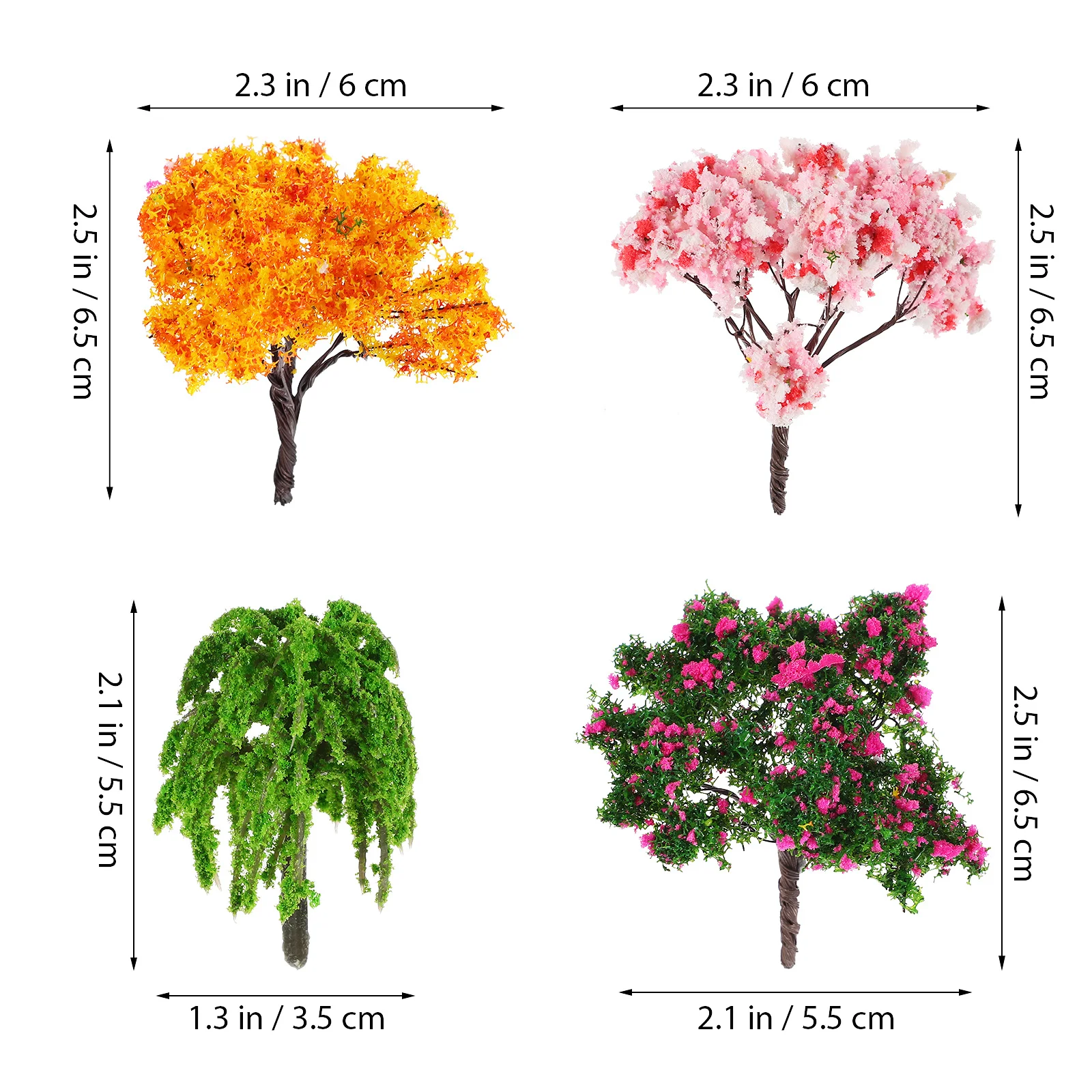 

12Pcs Miniature Trees Set Fake Tree Models Realistic Design Bright Colors for Micro Landscape Train Railway Decorations