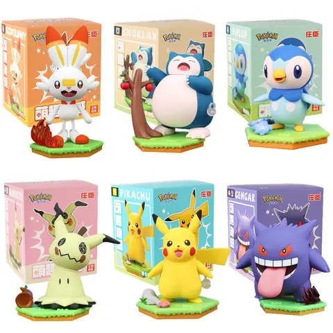 ZC Original POKEMON Uppdragbar Leksak Coil Series Pikachu Gengar Snorlax Mimikyu Piplup Scorbunny Händer Fötter Actionfigurer Ornament 10 best sales Pokémon Snorlax - №10