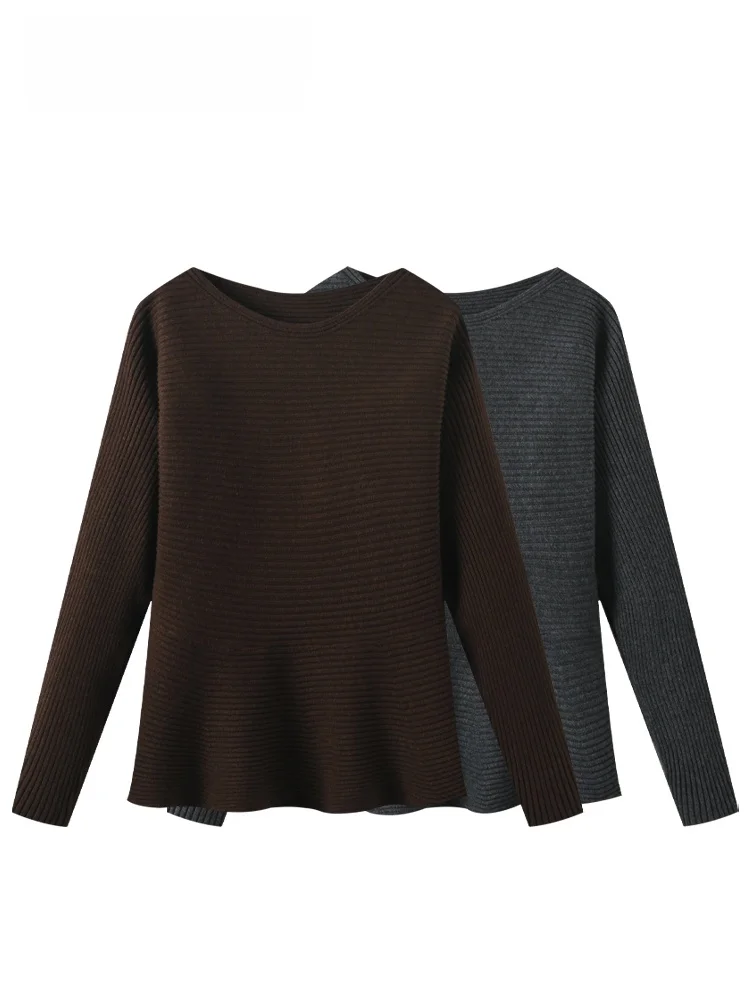 

plus Size Knitwear round Ne Long Sve Casual Sle Women's Top for Early Spring plus Size Faion Slimming Versatile irt