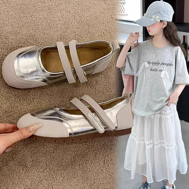 Princess Leisure Soft-soled Comfortable Shallow Shoes Spring and Autumn Skirt with Color Matching Design Girl Bean Shoes.