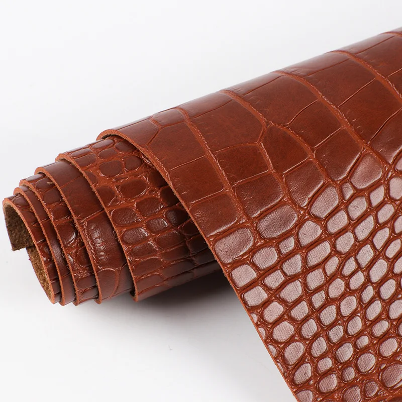 Crocodile Pattern Leather Embossed 1.6 mm Suede Back Odorless PU Leather Sheets Pieces for Handbags Shoes DIY Bow Keychain Belts