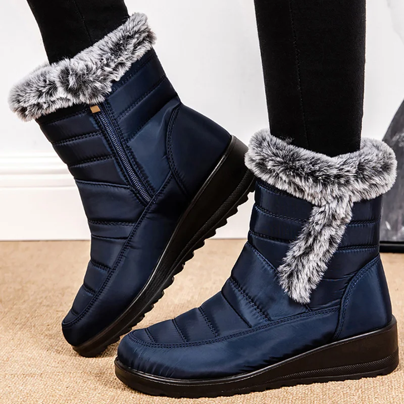 Snow Boots Woman 2025 Trend Ladies Shoes Waterproof Shoes Woman Fashion Ankle Boots Plush Women\'s Winter Shoes Boots Botas Mujer