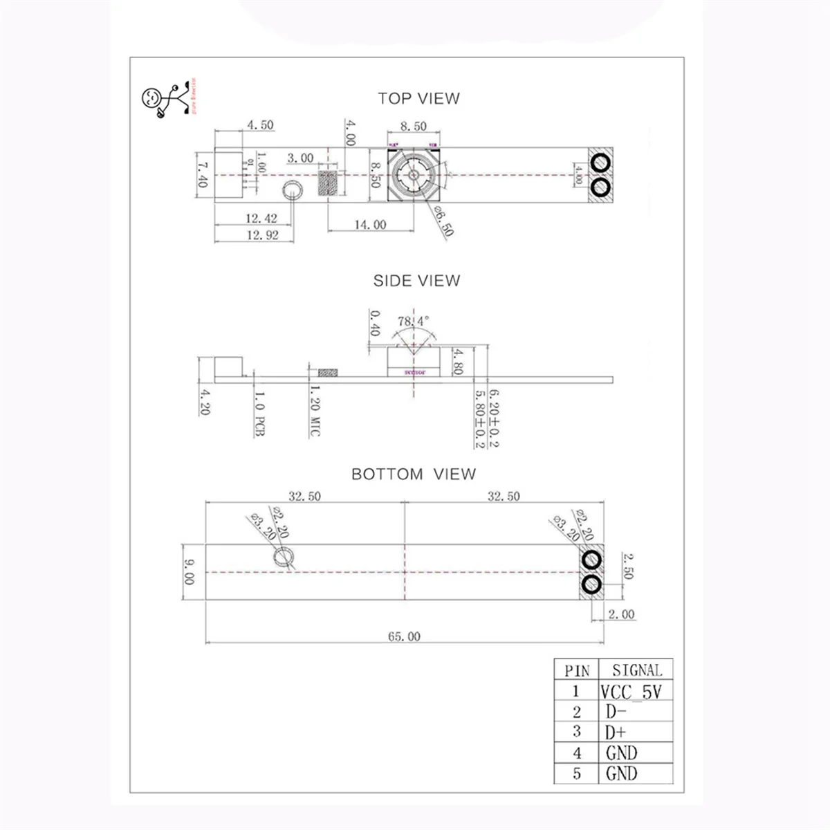 

13MP 4K USB Camera Module OV13B10 Distortion-Free/Auto Focus Built-in Mic for WinXP/Win7/8/10/ OSX/Linux 78.4°-AB01