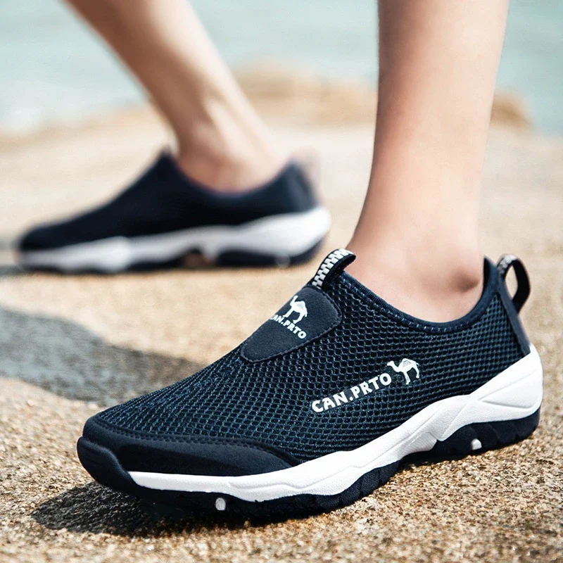 Fashion Summer Shoes Men Casual Shoes Air Mesh Outdoor Breathable Slip-on Man Flats Sneakers Comfortable Water Loafers Size 45