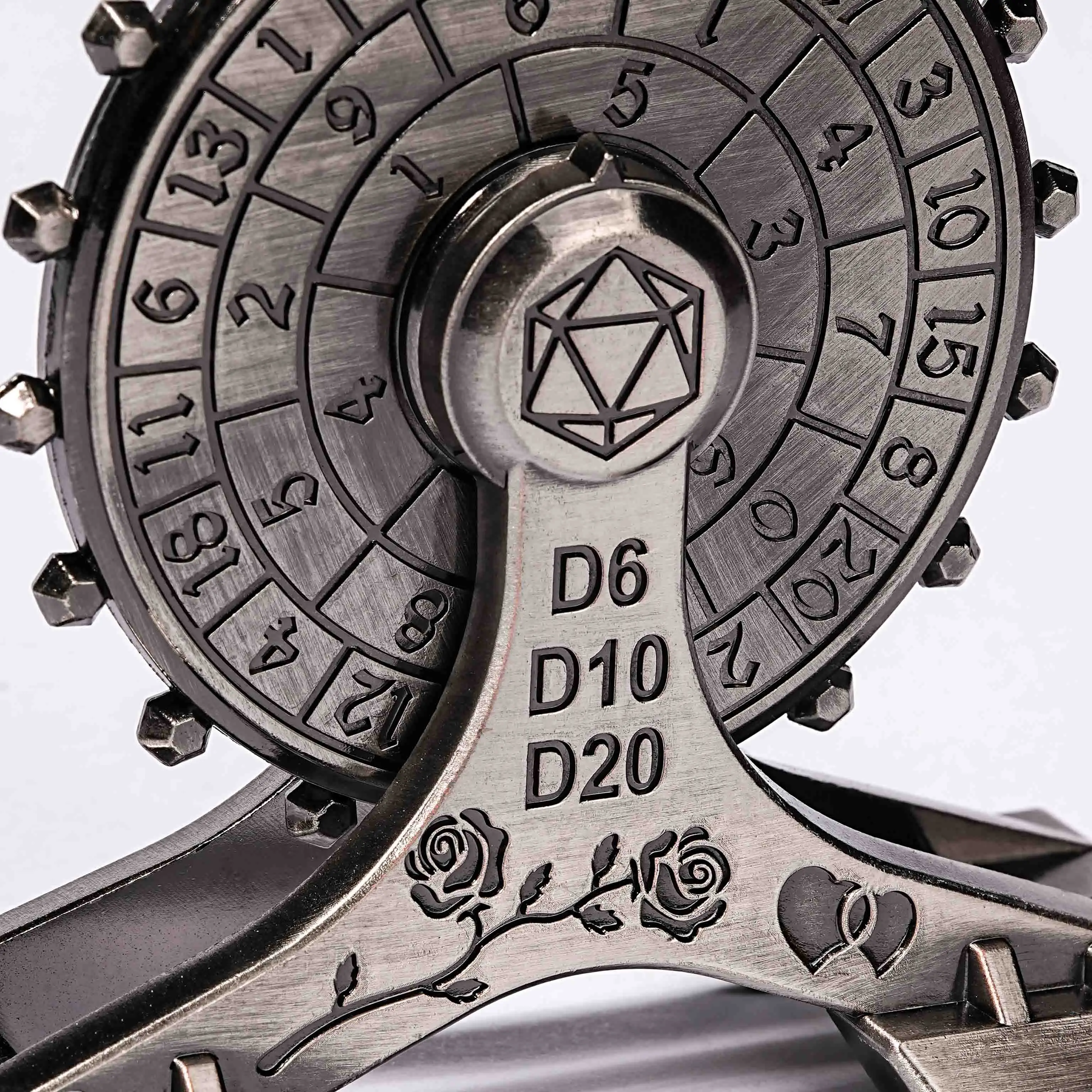 

7-In-1 DND Metal Dice Ferris Wheel Fingertip Gyro Dice Board Game Dungeons Dragon TRPG Polyhedral Silver Digital Dice Table Game