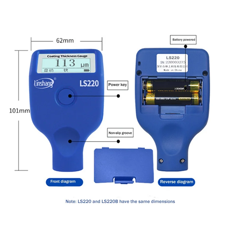 Linshang LS220B Bluetooth Coating Thickness Gauge Car Paint Meter LCD Screen 2000Um for Car Dry Film