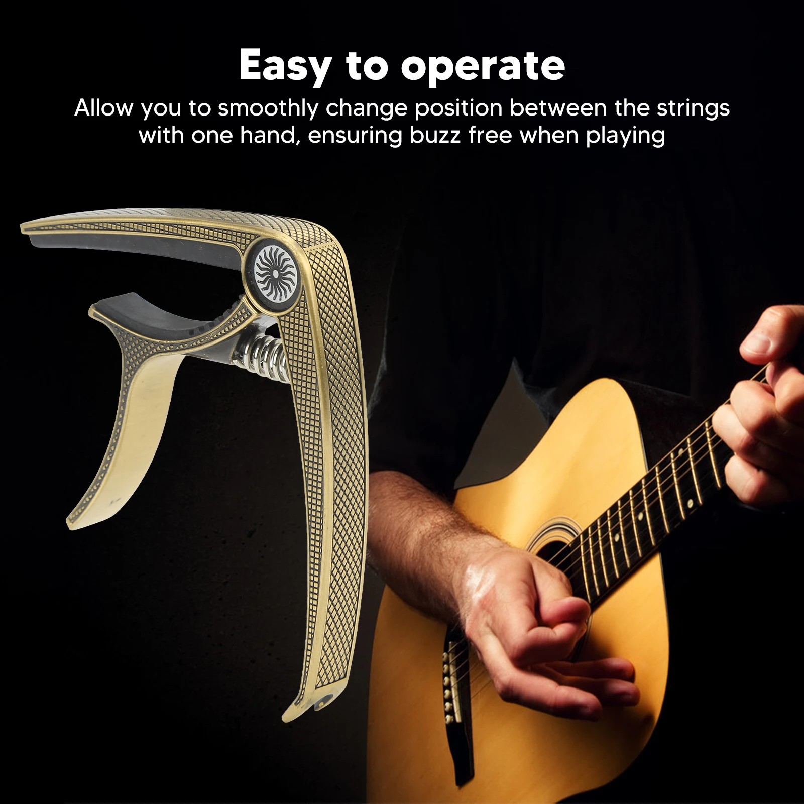 Picture 3: 6 String Acoustic Capo High Strength Metal Universal Durable Easy Using Brand New Portable Electric Guitar Capo for Performance