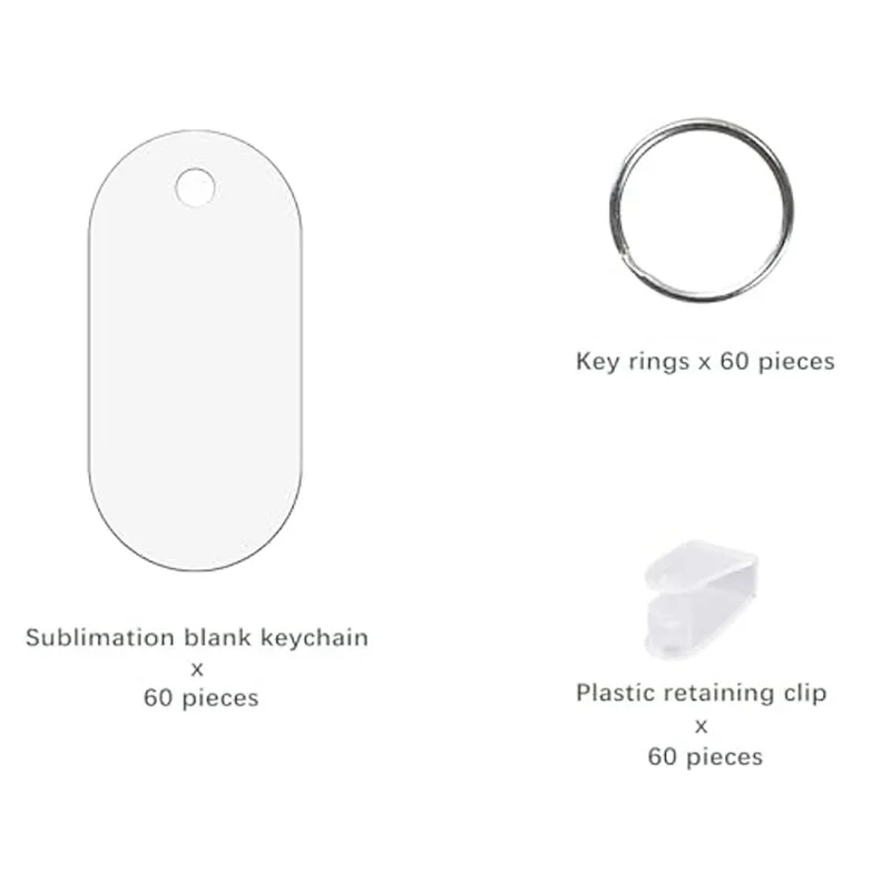 QWE-180Pcs Sublimation Keychain Blanks,Double Sided Sublimation Blanks Keychain Heat Transfer Keychain Blanks