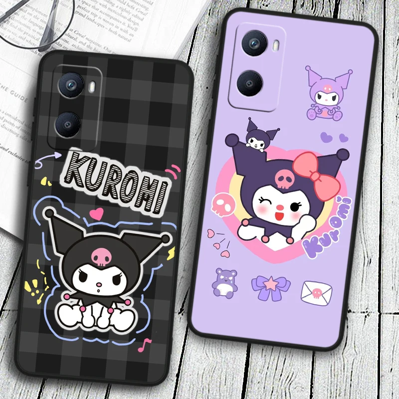 Kuromi Cute Cartoon For OPPO Reno 10 9 8 7 6 5 4 Z SE Pro Plus Lite Soft TPU Shockproof Black Phone Case