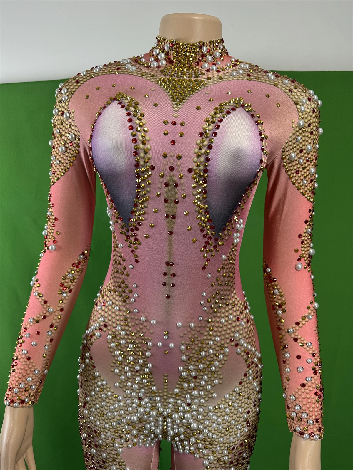 Shimmer clubwear despedida de solteira exótica clubbing dancewear cosplay pageant estiramento elastano brilhante strass macacões para mulher