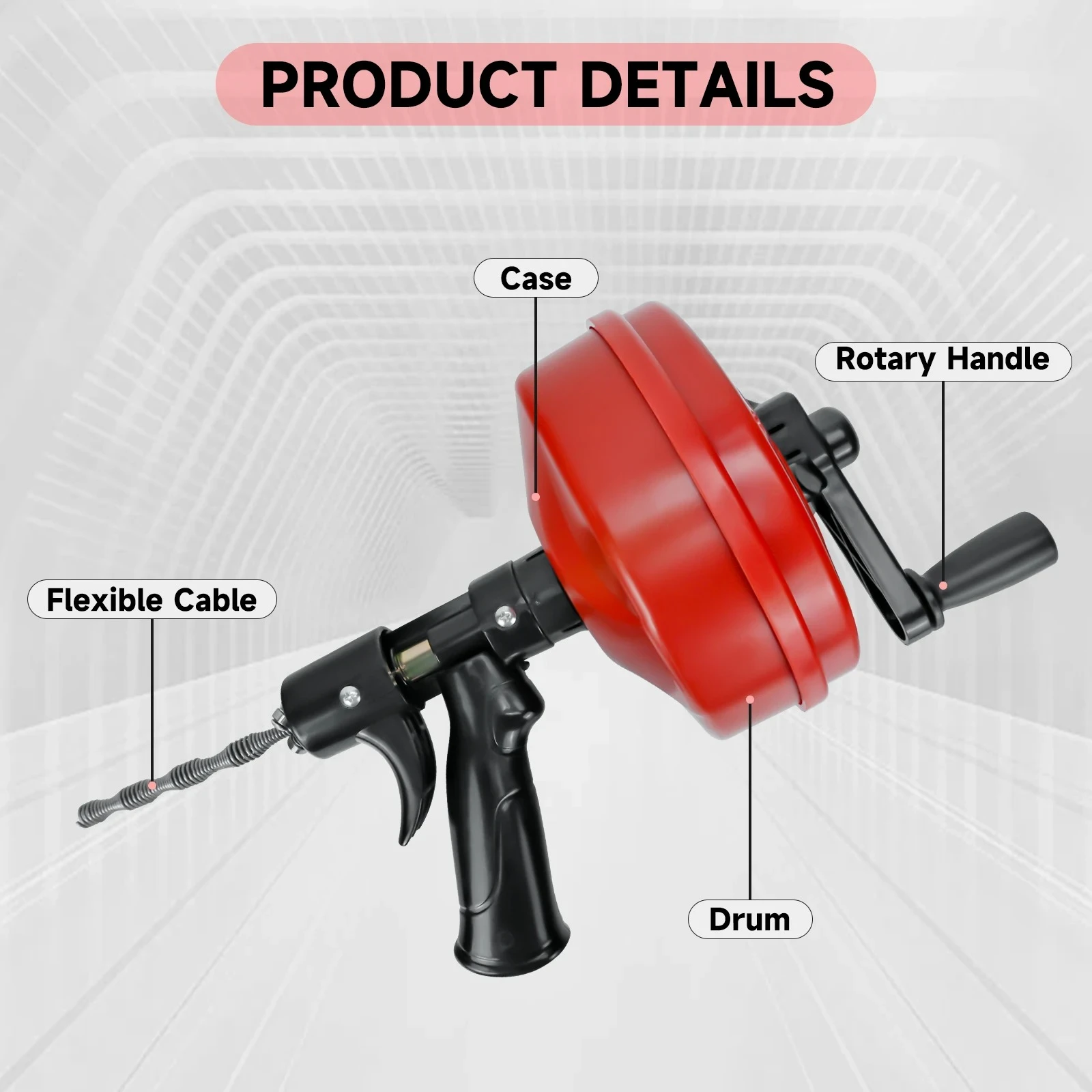 Professional Drain Snake Auger Flexible Plumbing 5-10m Length Drain Clog Remover Manual/Electric Quickly Pipe Dredging Machine