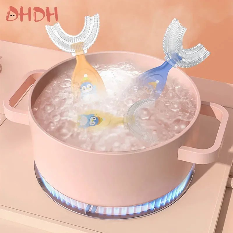 แปรงสีฟันสําหรับเด็กรูปตัว U แปรงสีฟันเด็กยางกัดเด็กซิลิโคนอ่อนนุ่มแปรงเด็กฟันทําความสะอาดช่องปาก