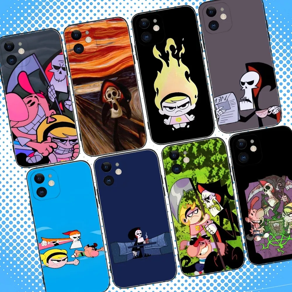 

Grim Adventures of Billy Mandy Phone Case For iPhone 16,15,14,13,12,11,Pro,Max,Plus,X,XS,XR,SE,8,7,Mini,Soft Silicone Black Case