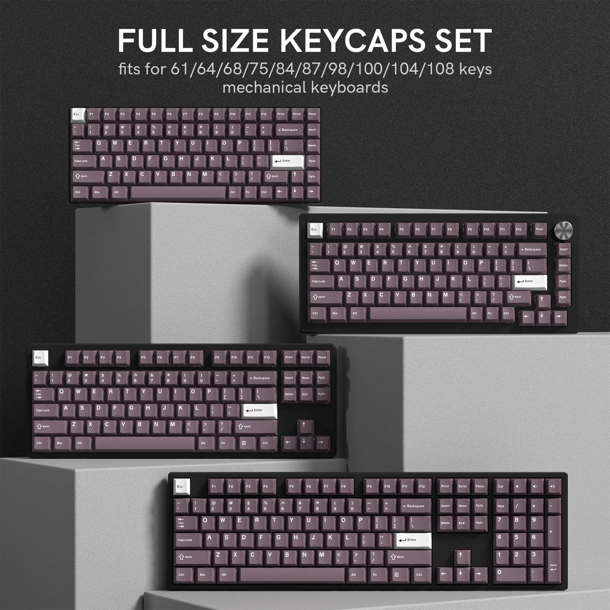 Teclas de teclado roxo nebuloso pbt, teclas de tiro duplo, 120 teclas, perfil cereja para gateron cereja mx, interruptores, teclado mecânico