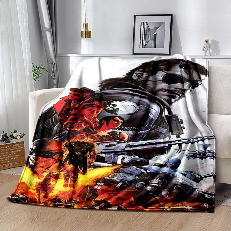 HD Metal Gear Solid Game Gamer Cartoon 3D Blanket,Soft Throw Blanket for Home Bedroom Bed Sofa Picnic Travel Cover Blanket Kids