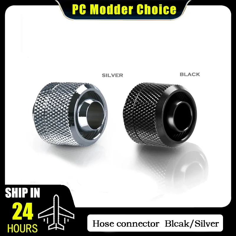 2PCS Soft Tube Connector 10x16 For PVC/PE Flexible Tubing PC Water Cooling Fitting Silver / Black  AU-FT3-TK