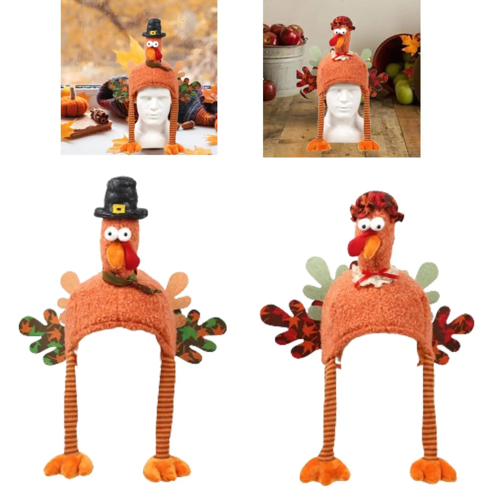Thanksgiving Türkei Hut Kopfbedeckung Kappe handgemachte Kopfbedeckung weiche Ornament Kostüm Cosplay Kostüm für Männer Urlaub Party Herbst