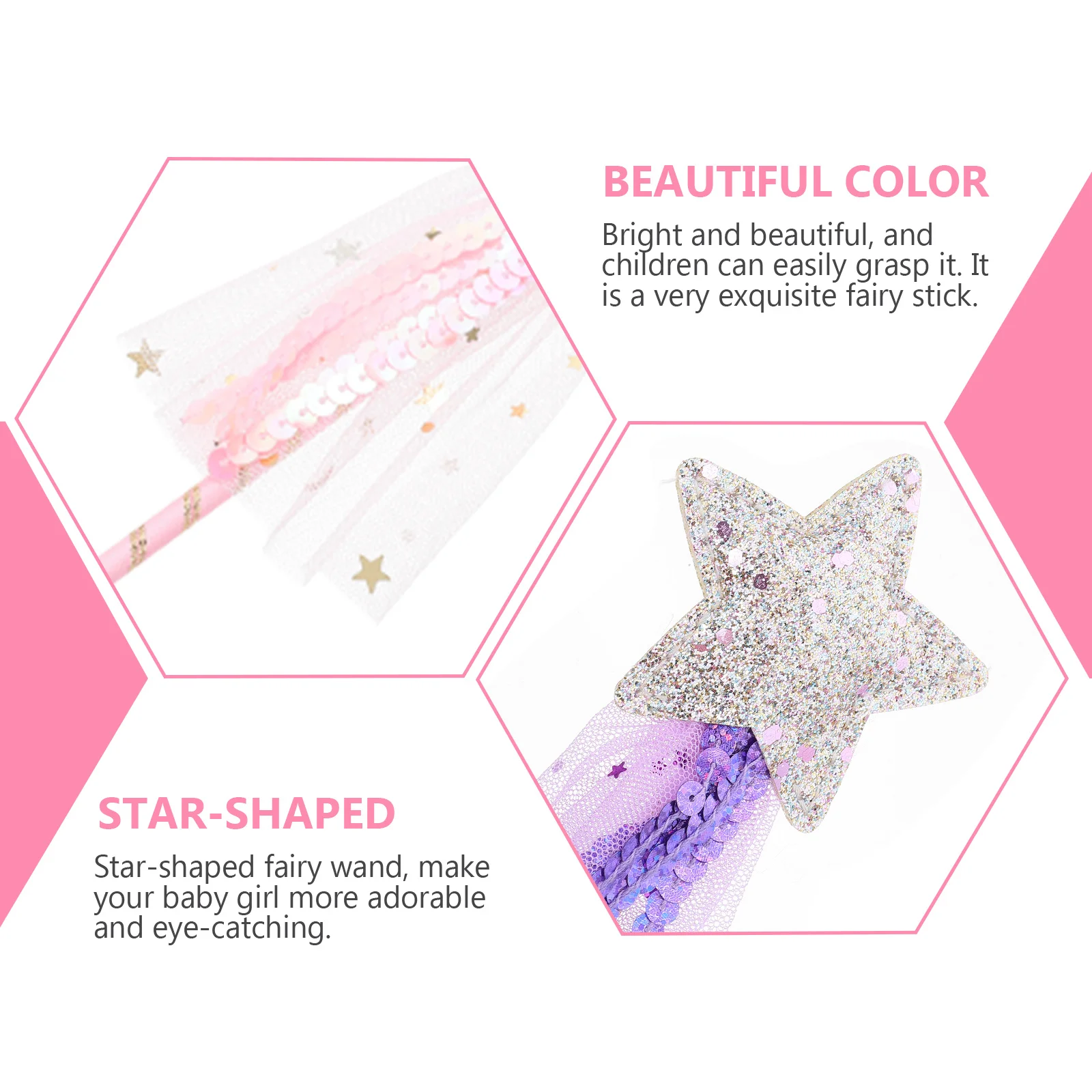 어린이를위한 4pcs 별 모양 장식 아기 소녀 파티 액세서리 역할 고양이 지팡이 놀이 의상 도구