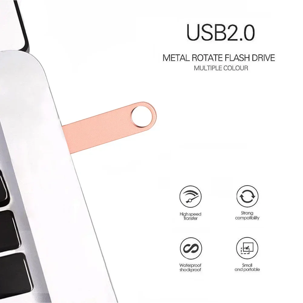 Unidad Flash USB de alta velocidad con logotipo personalizado, Pendrive de metal con llave, 4GB, 8GB, 2,0, 16GB, 32GB, 64GB, 128GB, 50 piezas