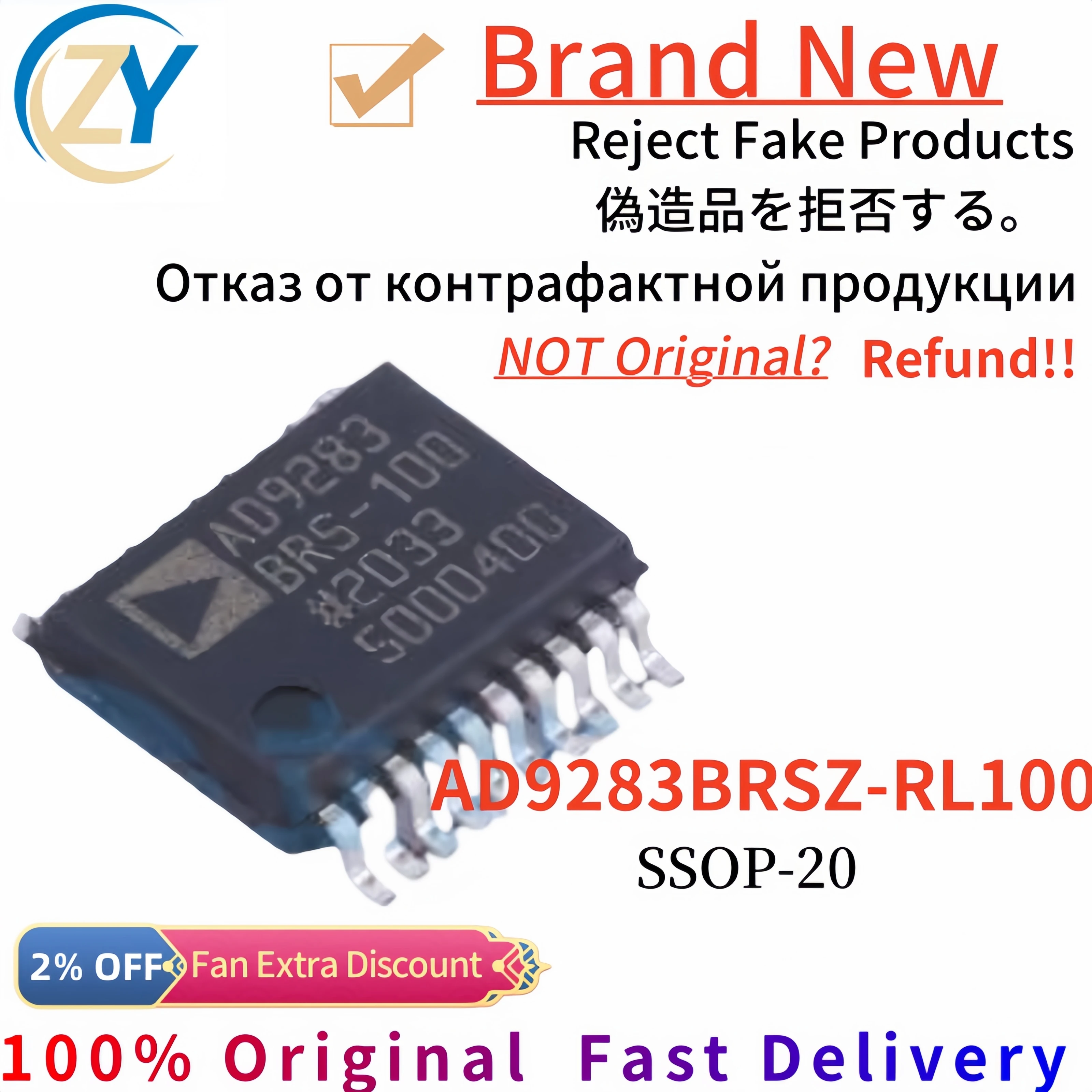 (2pcs) AD9283 AD9283BRSZ Data Converter AD9283BRSZ-RL100 SSOP-20 ADCs 100% Original & In Srock