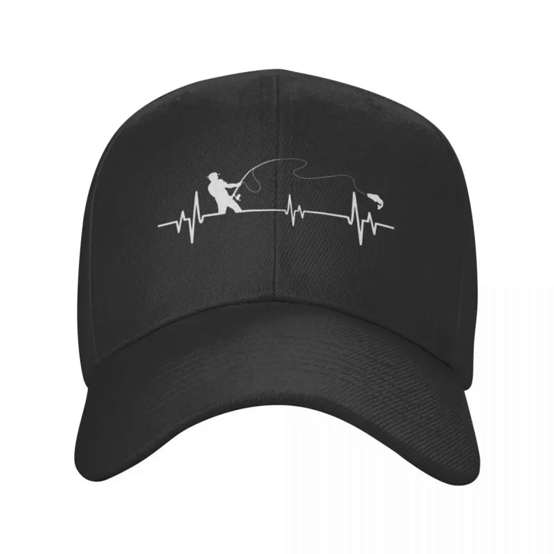 Personalized Fishing Heartbeat Baseball Cap for Men Women Adjustable Fisherman Fish Dad Hat Sports Snapback Hats Summer Caps